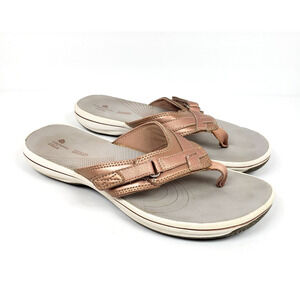 Cloudsteppers By Clarks Brinkley Womens Sz 8 Pink SlipOn Thong Flip Flop Sandals